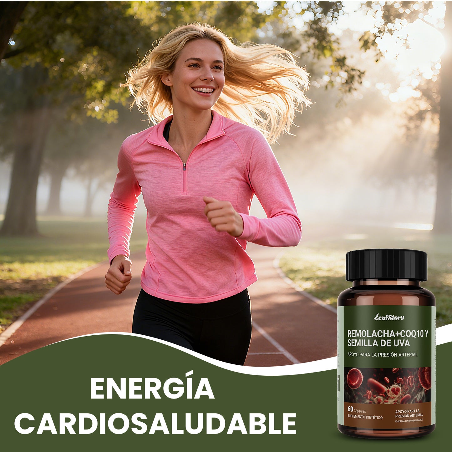 LeafStory Blood Pressure Support, 3-in-1 Beet + CoQ10 + Grape Seed Extract, Beet Root Capsules Support Healthy Blood Circulation & Healthy Heart Energy, 60 Count